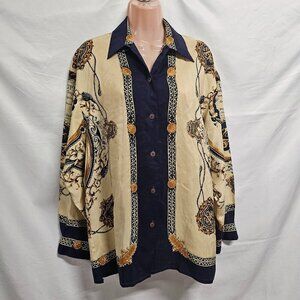 Atelier Chemise Cotton Square 100% French Silk Women Shirt Size M-no tag